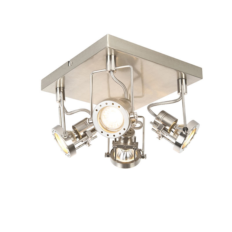 Ipari Reflektor Lámpa Acél 4-Lámpás Forgatható És Dönthető - Suplux – Qazqa