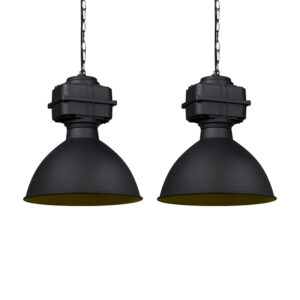 2 Db Ipari Függőlámpa Szett Kicsi Matt Fekete - Sicko – Qazqa