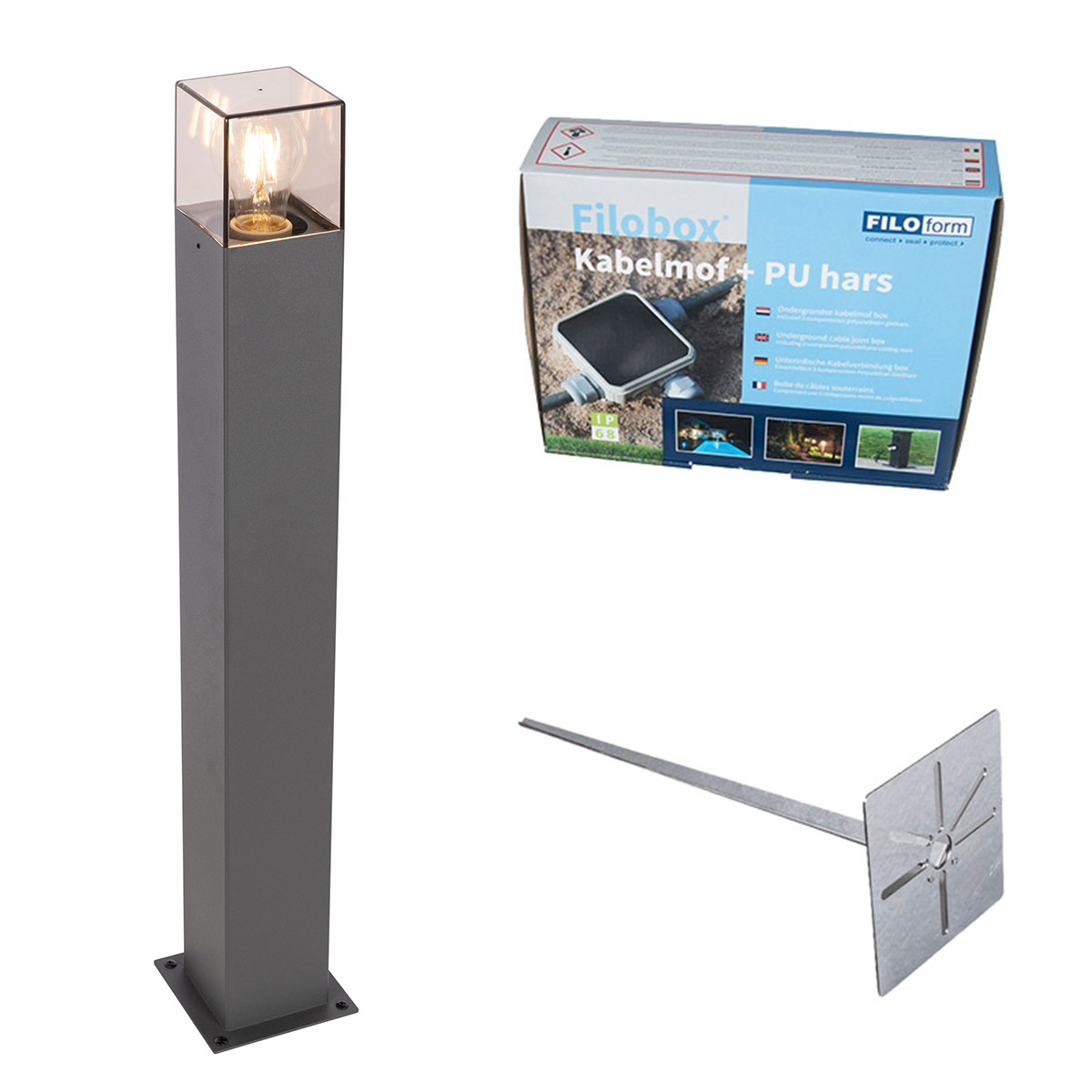 Kültéri Lámpa 70 Cm Antracit Talpvillával És Kábelhüvelygel - Denmark – Qazqa
