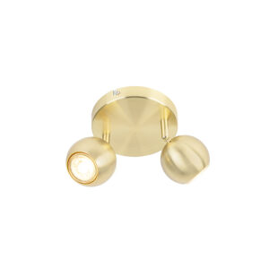 Retro Kerek Reflektor Sárgarézzel Mennyezeti Tárcsával 2 Lámpás - Gissi – Qazqa