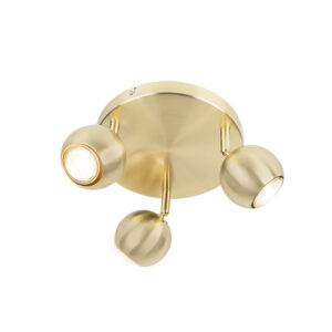 Retro Kerek Reflektor Sárgarézzel Mennyezeti Tárcsával 3-Lámpás - Gissi – Qazqa