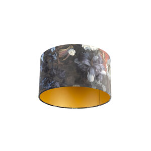 Bársony Lámpabúra Virágmintával 35/35/20 Arany Belsővel – Qazqa