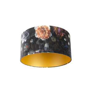 Bársony Lámpabúra Virágmintával 50/50/25 Arany Belsővel – Qazqa