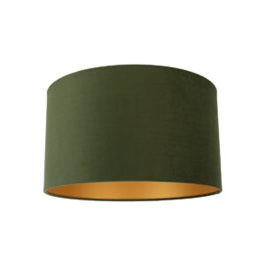 Bársony lámpaernyő zöld 35/35/20 arany belsővel – QAZQA