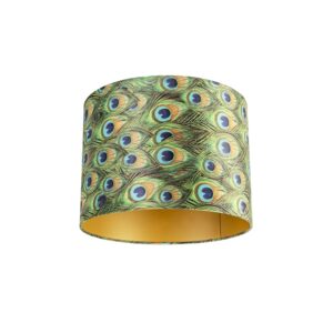 Bársony Lámpabúra Páva Mintával 40/40/30 Arany Belsővel – Qazqa