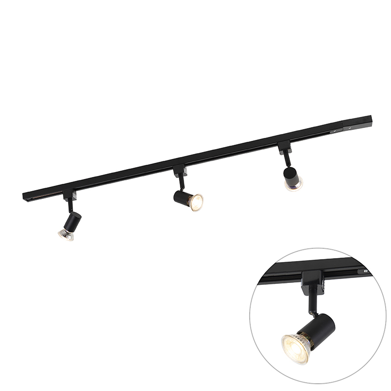 Modern 1 Fázisú Sínrendszer 3 Spotlámpával Fekete - Jeany – Qazqa