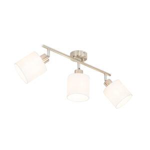 Acél mennyezeti reflektor fehér árnyékolóval 3-lámpás állítható - Hetta – QAZQA