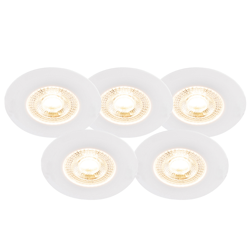 5 Db-Os Beépített Spotlámpa Szett Fehér 3 Fokozatú Dimmerrel - Ulo – Qazqa