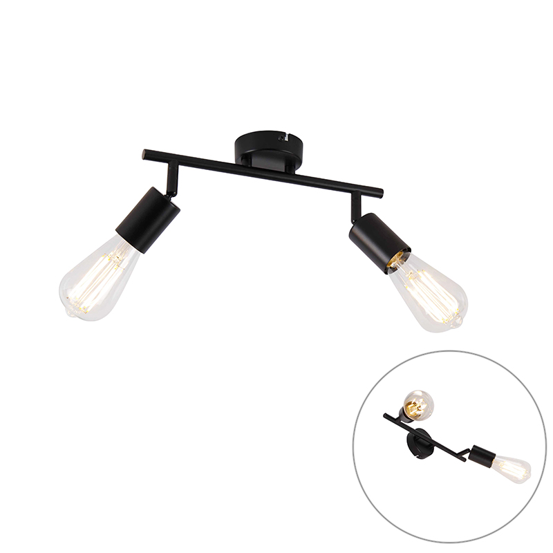 Modern Fekete Reflektor 2-Lámpás Állítható - Facil – Qazqa