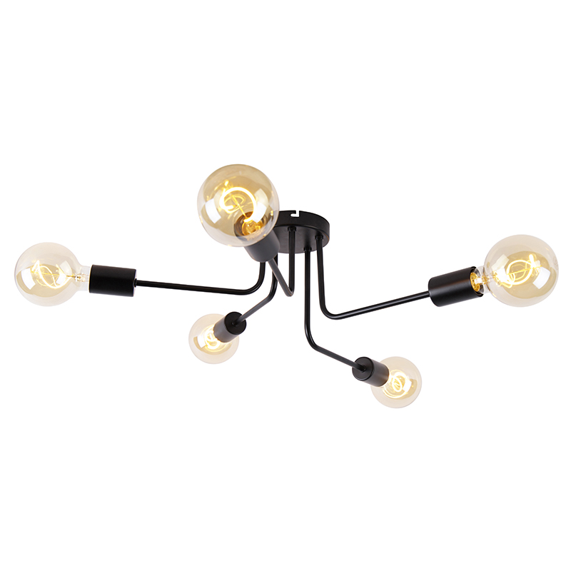 Design Mennyezeti Lámpa Fekete 5-Lámpás - Facile – Qazqa