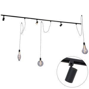 1-Fázisú Sínrendszer 3 Spotlámpával És 3 Függőlámpával Fekete - Cavalux Jeana – Qazqa