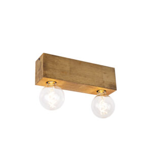 Rusztikus Mennyezeti Spotlámpa Vintage Fa 2-Lámpás - Bloc – Qazqa