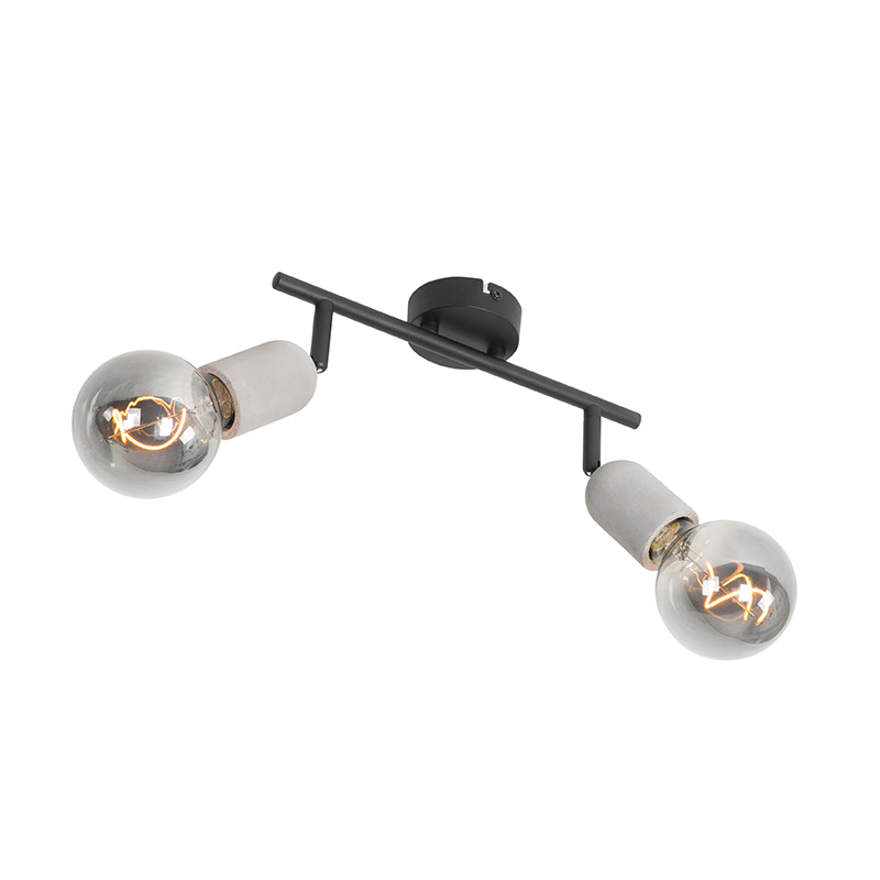 Ipari Spotlámpa Fekete Betonnal 2 Lámpás - Pedra – Qazqa