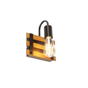 Ipari Fali Lámpa Fekete Fával - Paleta Mai – Qazqa