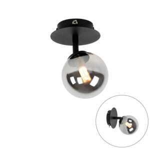 Rusztikus Spotlámpa Fekete Állítható Füstüveggel - Athén – Qazqa