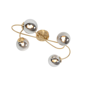 Modern Mennyezeti Lámpa Arany 4-Es Füstüveggel - Athén – Qazqa