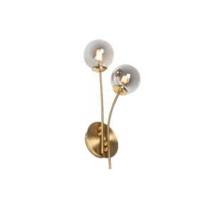 Modern Fali Lámpa Arany 2-Lámpás Füstüveggel - Athén – Qazqa