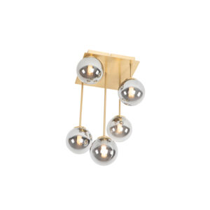 Modern Mennyezeti Lámpa Arany 5-Ös Füstüveggel - Athén – Qazqa