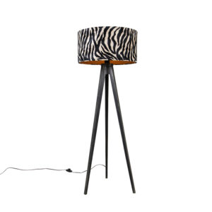 Állólámpa Állvány Fekete Zebra Árnyékolóval 50 Cm - Tripod Classic – Qazqa