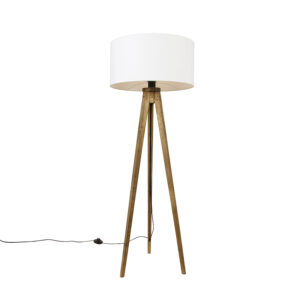 Rusztikus Állvány Vintage Fával És Fehér Árnyékolóval 50 Cm - Tripod Classic – Qazqa
