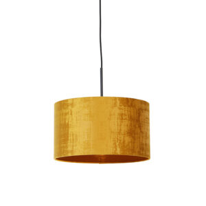 Modern függőlámpa fekete sárga árnyékolóval 35 cm - Combi – QAZQA
