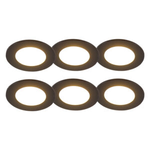 6 db-os beépíthető spotlámpa készlet fekete LED-del 3 fokozatú dimmerrel IP65 - Blanca – QAZQA