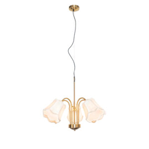 Klasszikus Lógólámpa Sárgarézzel És Fehér Lámpabúrával 5-Ös - Nona – Qazqa