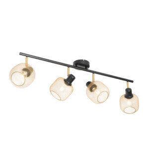 Ipari Reflektor Lámpa Fekete Arannyal 4-Lámpás - Bliss Mesh – Qazqa