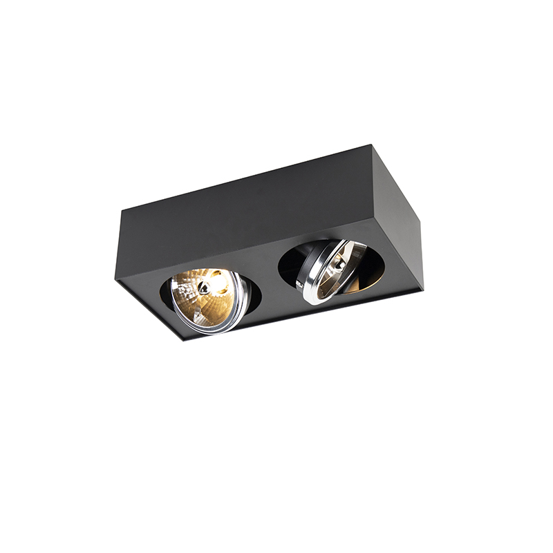 Négyzet Alakú Fekete Reflektor 2 Lámpás - Kaya – Qazqa