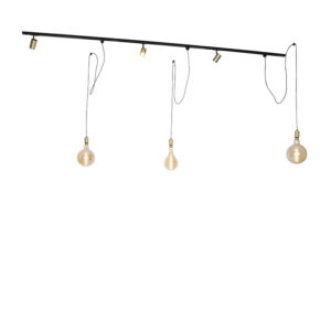 1 fázisú sínrendszer 3 spotlámpával és 3 függőlámpa arany - Cavalux Jeana – QAZQA