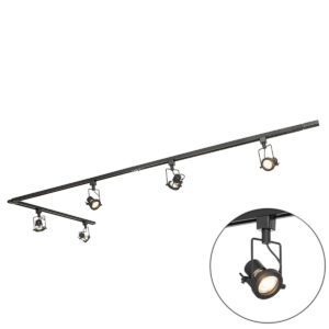 Ipari sínrendszer fekete 5 spotlámpával