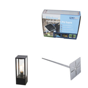 Álló Kültéri Lámpa Fekete 40 Cm Talp És Kábelcsatlakozóval - Charlois – Qazqa