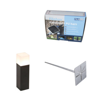 Kültéri Cövek Fekete Opál Üveggel 30 Cm-Es Talp És Kábelvezeték - Denmark – Qazqa