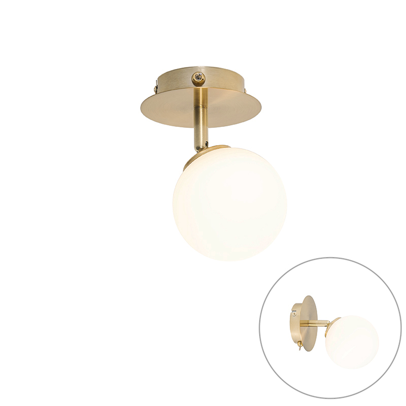 Modern Spotlámpa Arany Opál Üveggel Kapcsolóval - Athén – Qazqa