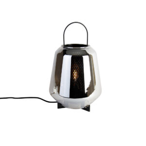 Art Deco Asztali Lámpa Fekete Füstüveggel 23 Cm - Kevin – Qazqa