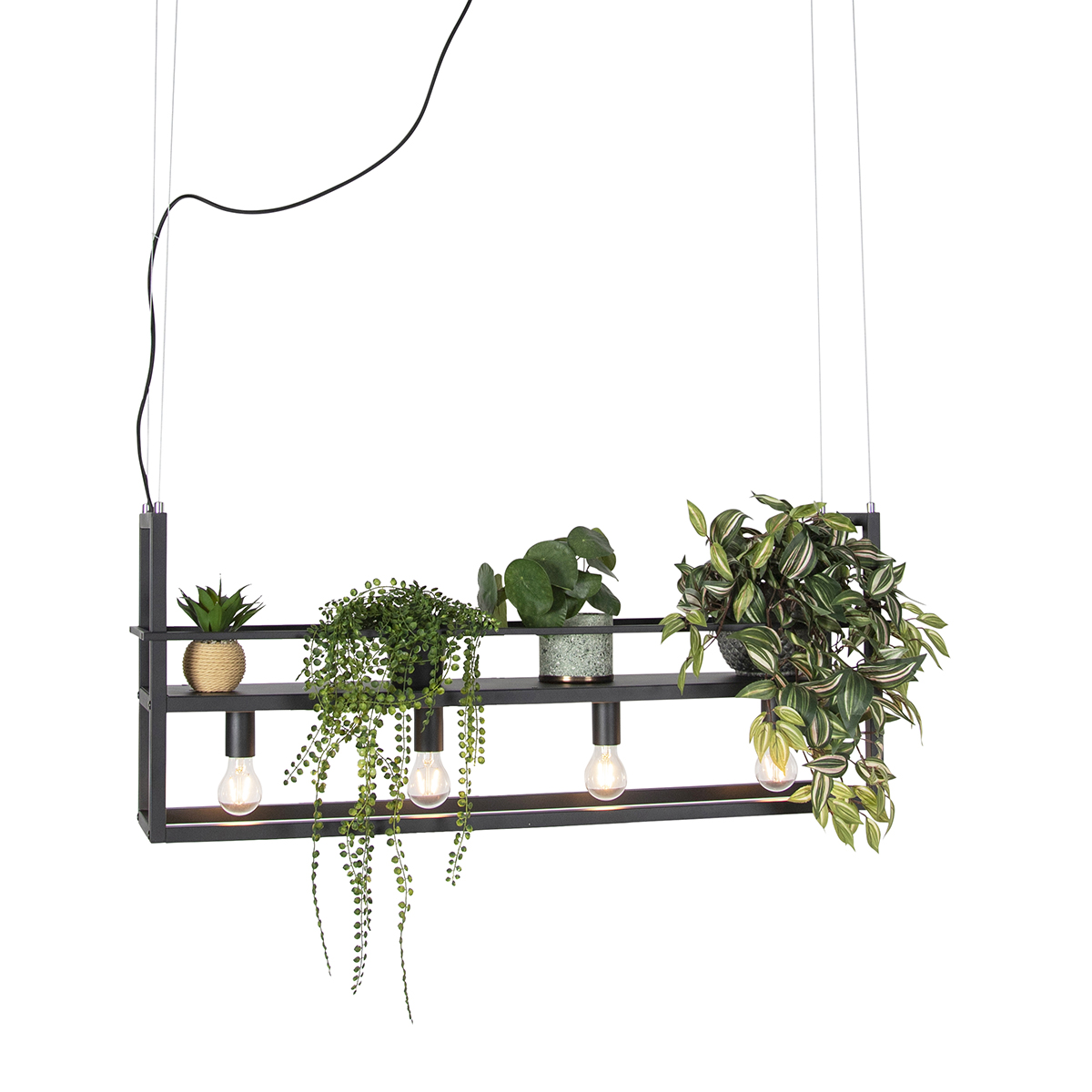 Ipari Lógólámpa Fekete 4-Es Lámpás Állvánnyal - Cage Rack – Qazqa