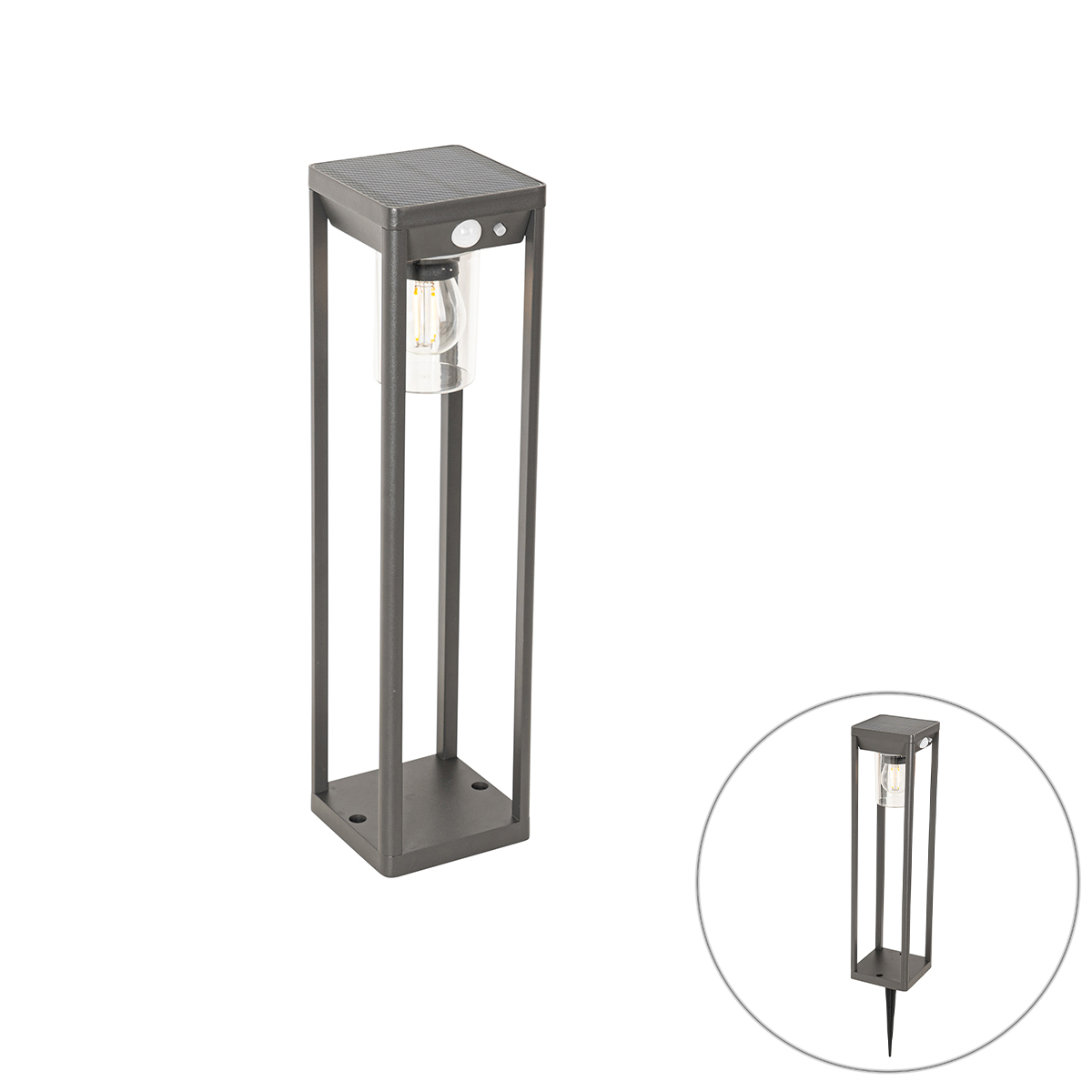 Kültéri Állólámpa Sötétszürke 40 Cm Led-Del És Dimmelhető Fényforrással Napelemes - Sonne – Qazqa