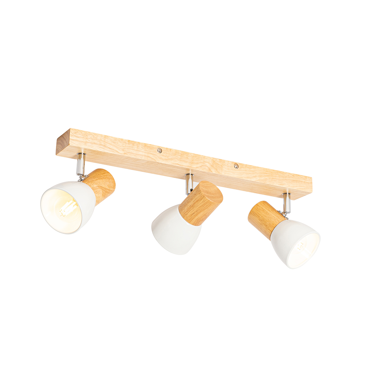 Fából Készült Mennyezeti Reflektor Fehér Állítható 3-As Lámpával - Thorin – Qazqa