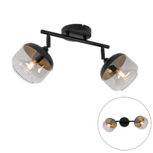 Design Mennyezeti Spotlámpa Fekete Arannyal És Füstüveggel 2-Lámpás - Kyan – Qazqa