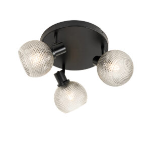Design Spotlámpa Fekete Füstüveggel 3-Lámpás Kerek - Chico – Qazqa