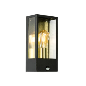 Kültéri fali lámpa fekete arannyal és mozgásérzékelővel - Rotterdam – QAZQA