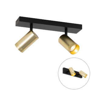 Mennyezeti Spotlámpa Fekete Arannyal Állítható 2-Lámpás - Jeana Luxe – Qazqa