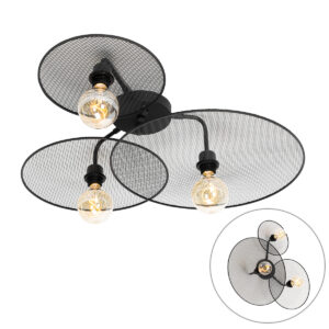 Design fali lámpa fekete hálóval 3-lámpás - Jane – QAZQA