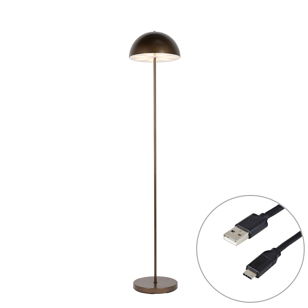 Kültéri Állólámpa Sötét Bronz Újratölthető 3 Fokozatú Fényerőszabályzóval - Keira – Qazqa