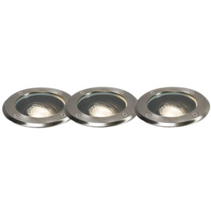 3 Db-Os Kültéri Talajszpotlámpák Készlet Acélból Állítható Ip65 - Delux – Qazqa