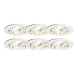 6 Db-Os Beépített Spotlámpa Készlet Fehér Dönthető - Cisco – Qazqa