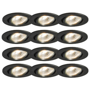 12 Darabos Beépíthető Spotlámpa Készlet Fekete Dönthető - Cisco – Qazqa