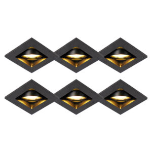 6 Db-Os Modern Beépíthető Spotlámpa Készlet Fekete Állítható - Qure – Qazqa