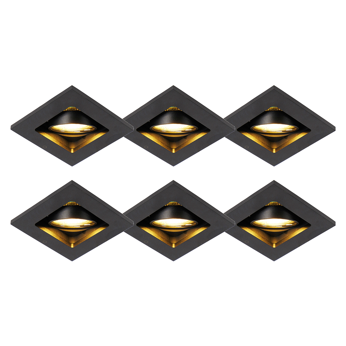 6 Db-Os Modern Beépíthető Spotlámpa Készlet Fekete Állítható - Qure – Qazqa