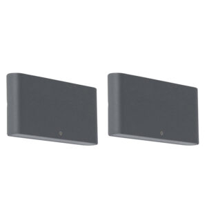 2 Db-Os Kültéri Fali Lámpa Szett Sötétszürke 17